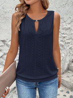 Damen luftiges Tanktop mit dekorativem Ausschnitt und feiner Struktur R&B