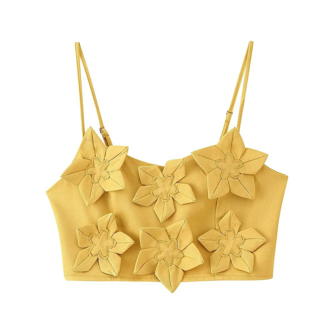 Damen Crop-Top und Röcken-Set mit floralen Applikationen R&B