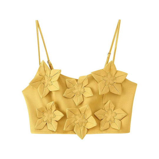 Damen Crop-Top und Röcken-Set mit floralen Applikationen R&B