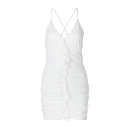 Damen Figurbetontes Kurzkleid mit Raffungen und tiefem V-Ausschnitt R&B