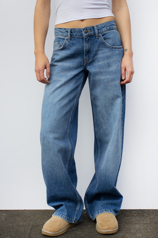 Damen Weite Denim-Jeans mit hohem Bund
