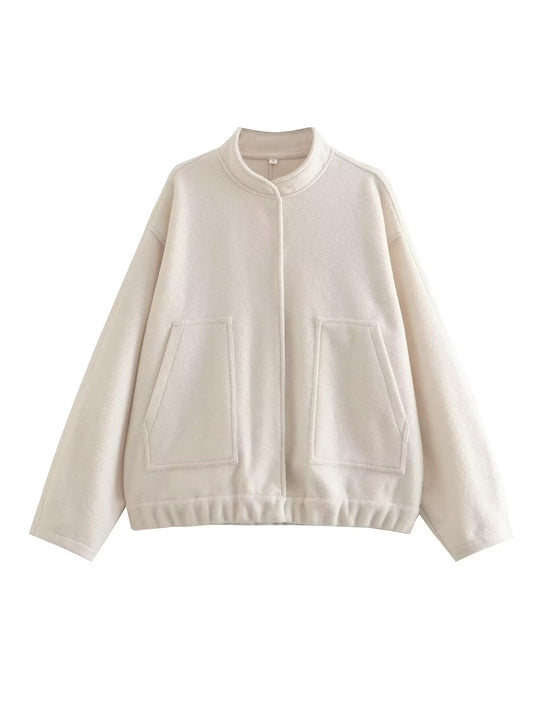 Damen Übergangsjacke mit modernem Stoffmix und praktischen Taschen R&B