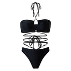 Damen Bikini-Set mit modischem Cut-Out-Design und elegantem Wickelrock R&B