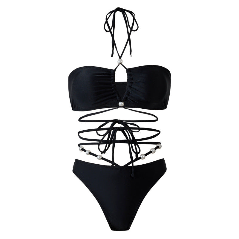 Damen Bikini-Set mit modischem Cut-Out-Design und elegantem Wickelrock R&B