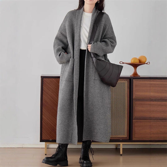 Damen Grob gestrickter Cardigan mit offenen Seiten und praktischen Taschen R&B