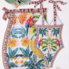 Damen Schwimmkleid mit floralem Design und Überwurf