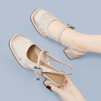 Damen Slingback-Pumps mit modischem Schmuckdetail und komfortablem Blockabsatz R&B