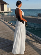 Damen Maxikleid mit tiefem V-Ausschnitt und elegantem Wickel-Design R&B