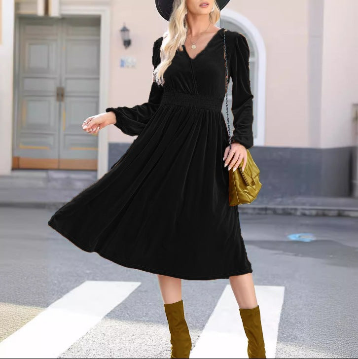 Damen Samt Kleid im Vintage-Stil
