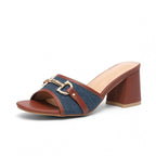 Damen modische Slipper mit eleganten Ketten- und Denim-Details R&B