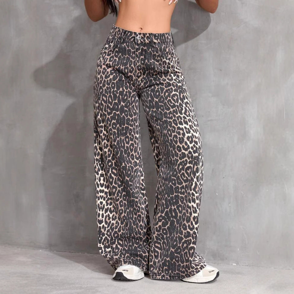 Damen Weite Jeans mit Wildleder-Optik und hoher Taille R&B