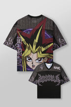 Unisex nan atmungsaktives Netz-Jersey mit großflächigem Anime-Print und V-Ausschnitt R&B
