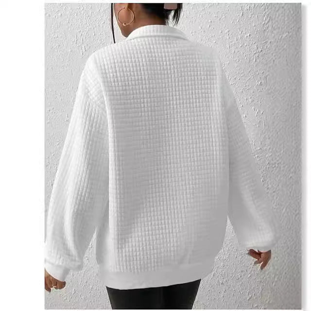 Damen Oversized Sweatshirt mit hochgezogenem Kragen und strukturiertem Design R&B