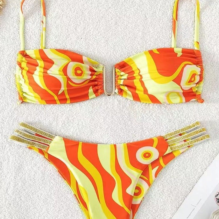 Damen Triangel-Bikini mit elegantem Raffungseffekt und modischen Akzenten R&B
