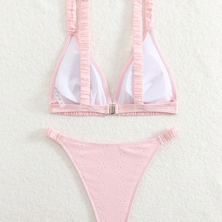 Damen Triangel-Bikini-Set mit verspieltem Rüschendesign R&B