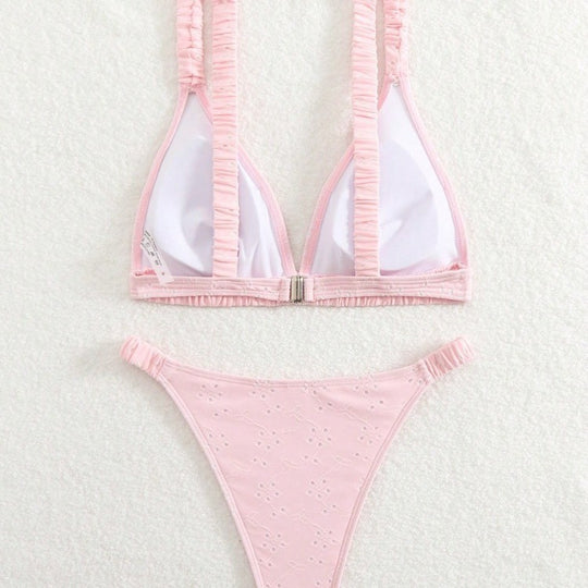 Damen Triangel-Bikini-Set mit verspieltem Rüschendesign R&B