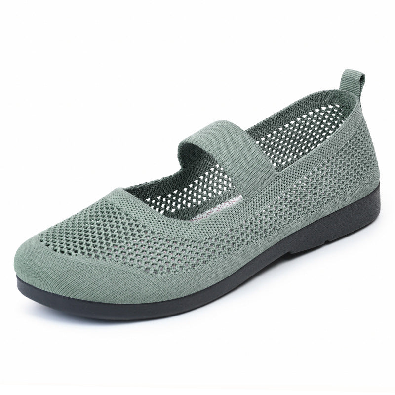 Damen Strick-Ballerinas mit elastischem Riemen R&B