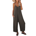 Damen Lässiger Sommer-Jumpsuit mit tiefem Ausschnitt und praktischen Taschen R&B