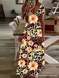Damen Maxikleid mit stilvollem Blumen- und Tiermotiv