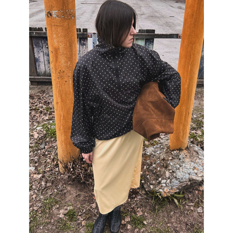 Damen modische Übersize Jacke mit Punkten R&B