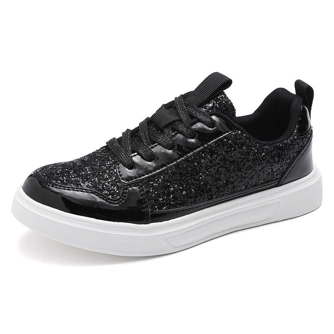 Damen nan Glitzer-Freizeitsneaker mit Metallic-Details, gepolstertem Einstieg und rutschfester Gummisohle R&B