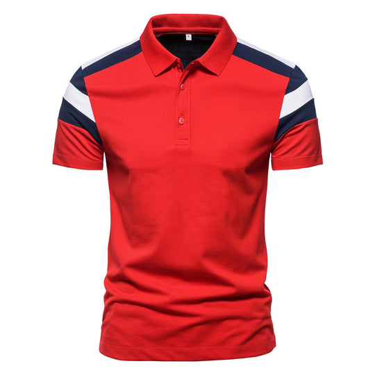 Herren Poloshirt mit modernem Farbblockdesign und atmungsaktiver Baumwollmischung R&B