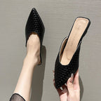 Damen elegante Mules mit modernem Wabenmuster und komfortablem Blockabsatz
