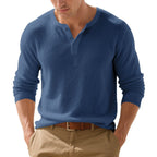 Herren Langarm-Henley-Shirt aus weichem Baumwollmix R&B