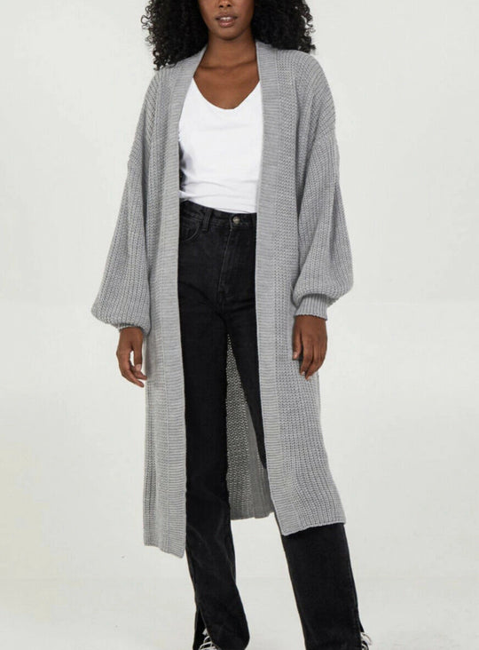 Damen Langer Strickcardigan mit luftigen Ärmeln und offenen Fronten R&B