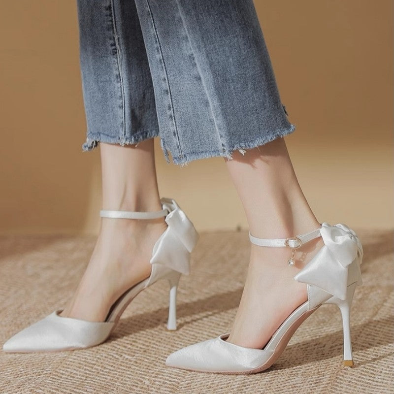 Damen elegante High Heels mit zartem Riemchen und Schleifenakzent R&B