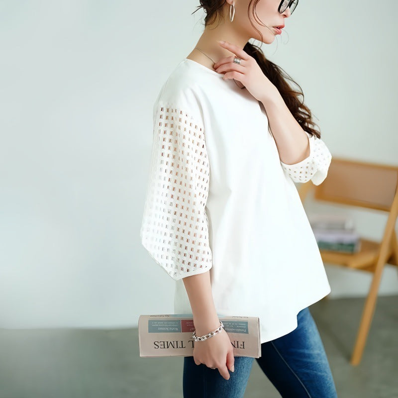 Damen stilvolles Oberteil mit strukturiertem Sleeve