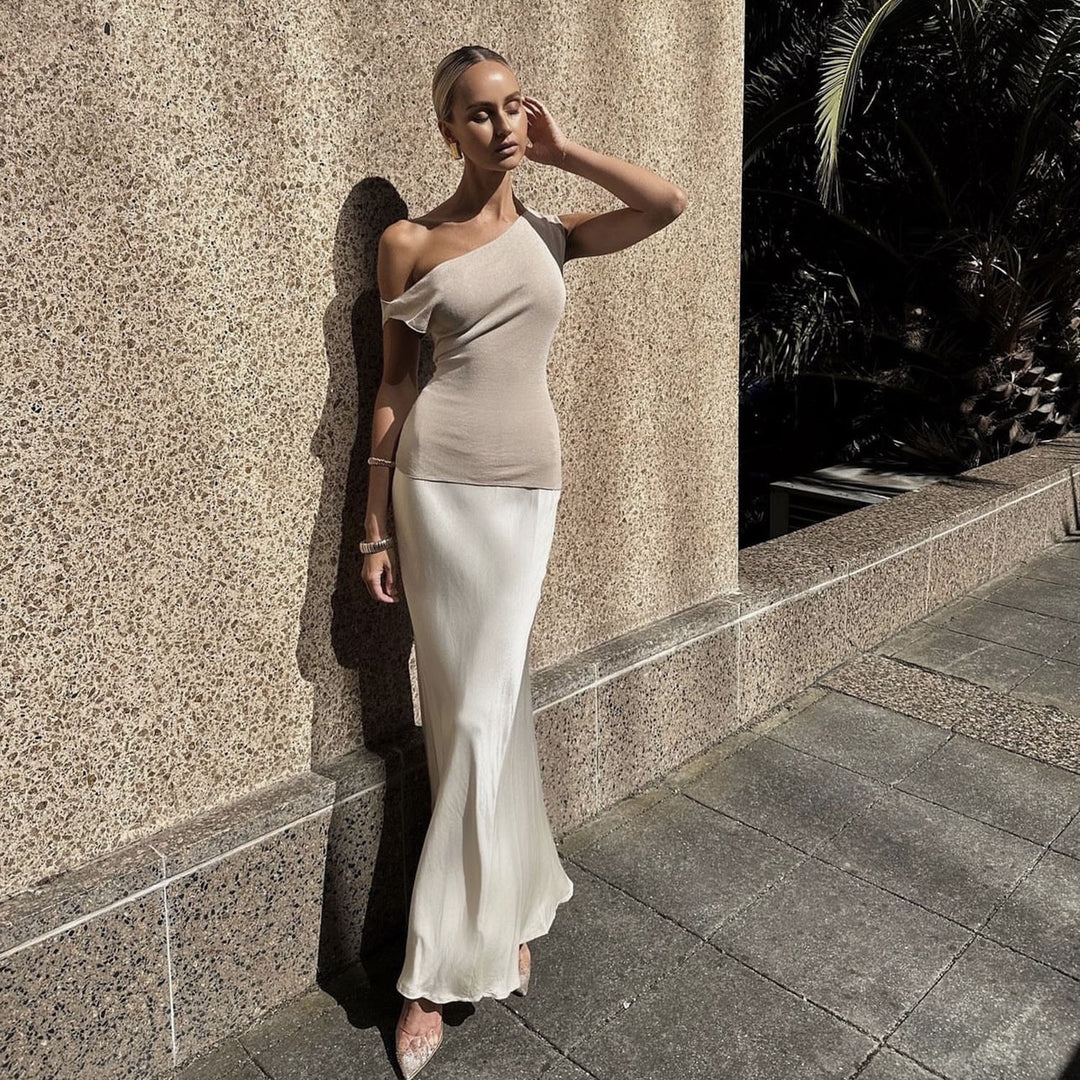 Damen Asymmetrisches Strickoberteil mit schickem Drapé R&B