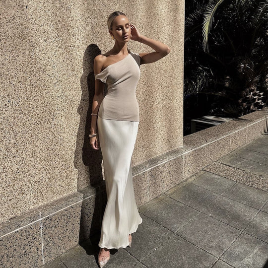 Damen Asymmetrisches Strickoberteil mit schickem Drapé R&B