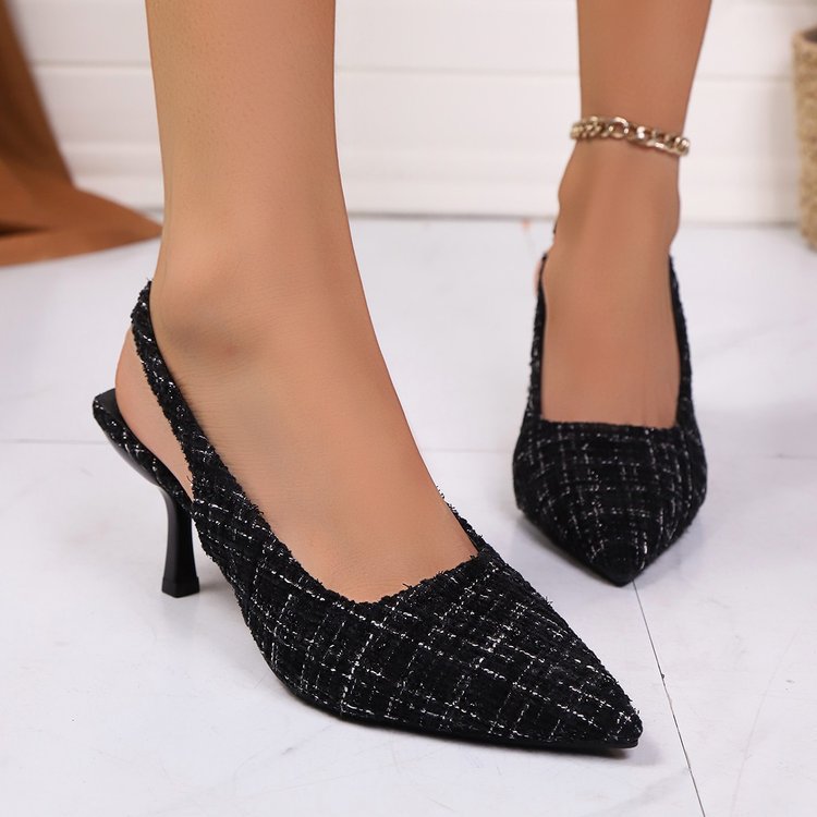 Damen Slingback-Pumps mit elegantem Karomuster und bequemen Absatz R&B