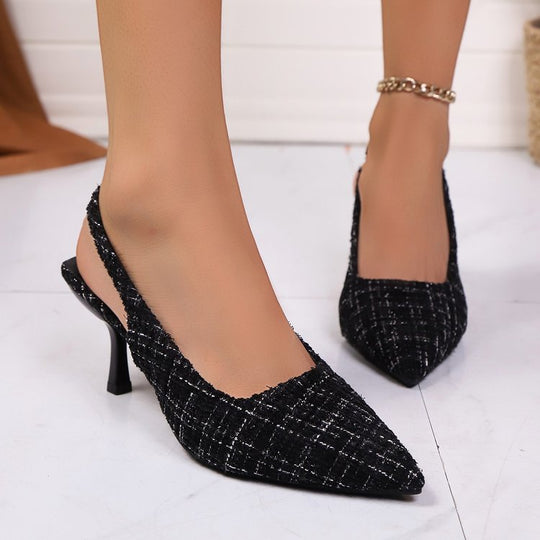 Damen Slingback-Pumps mit elegantem Karomuster und bequemen Absatz R&B
