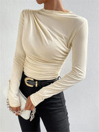 Damen Elegantes Longsleeve Shirt mit Raffungen