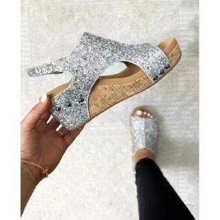 Damen Glitzernde Zehentrenner-Sandalen mit Komfort-Fußbett R&B