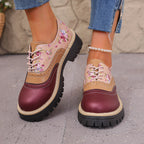 Damen Trendige Schnürschuhe mit floralem Muster und glänzenden Akzenten R&B