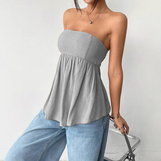 Damen Bandeau Oberteil mit lockerem Schnitt und elastischem Saum R&B