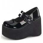 Damen Plateau-Schuhe mit doppeltem Riemen und hohem Absatz R&B