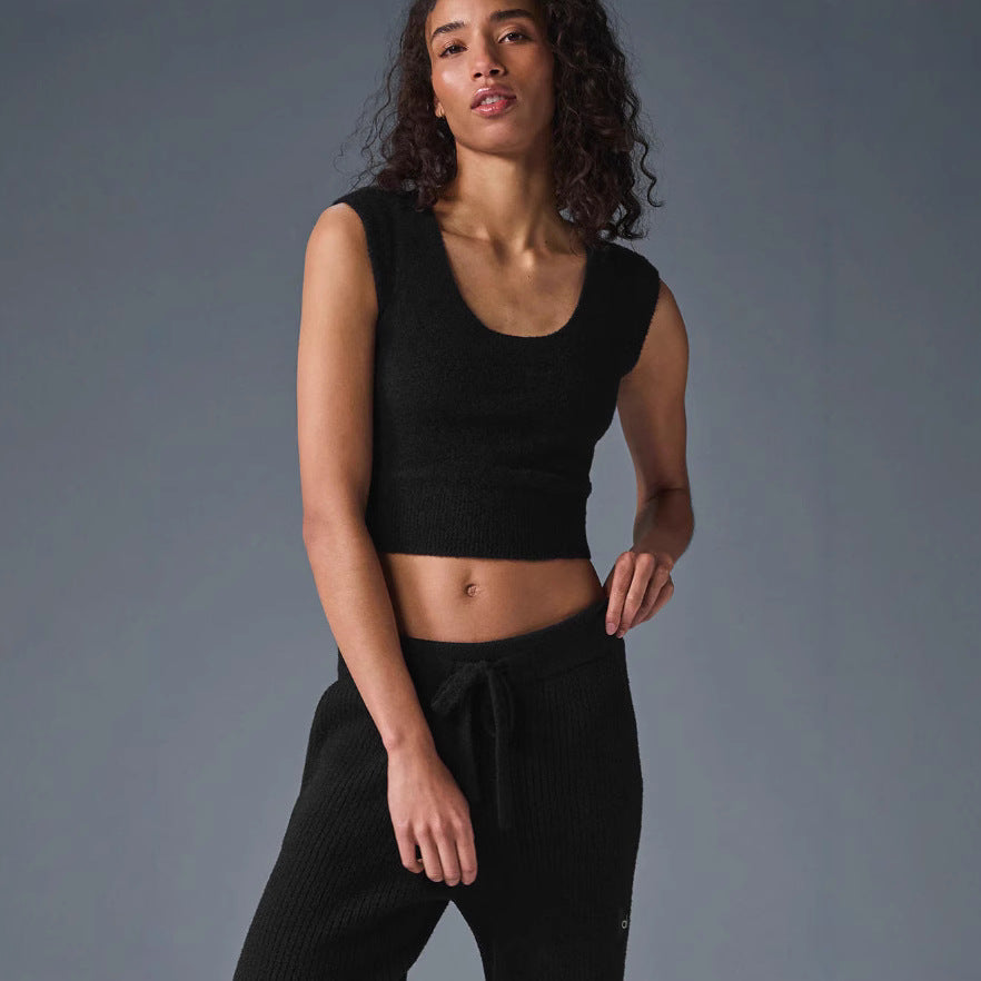 Damen Kurzes Strickoberteil mit sanfter Textur R&B
