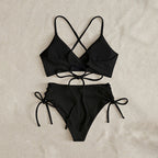 Damen Hochtaillierter Bikini mit verstellbaren Schnürdetails R&B