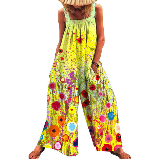 Damen lässiger Jumpsuit mit floralem Muster und weitem Schnitt R&B
