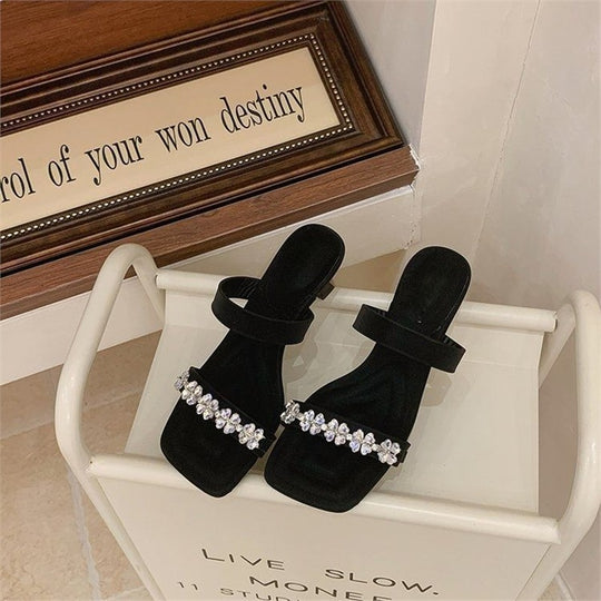 Damen elegante Slipper mit funkelnden Strassverzierungen R&B