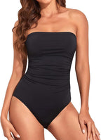 Damen Einteiler Badeanzug mit elegantem Wickeldesign und figurformenden Raffungselementen R&B
