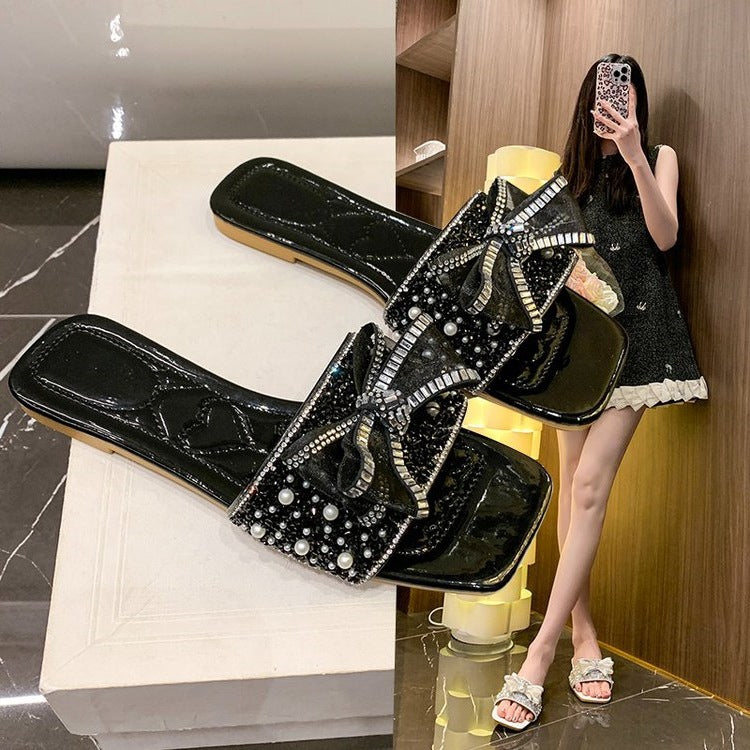 Damen Glamouröse Riemchen-Sandalen mit funkelnder Schleifen-Applikation R&B