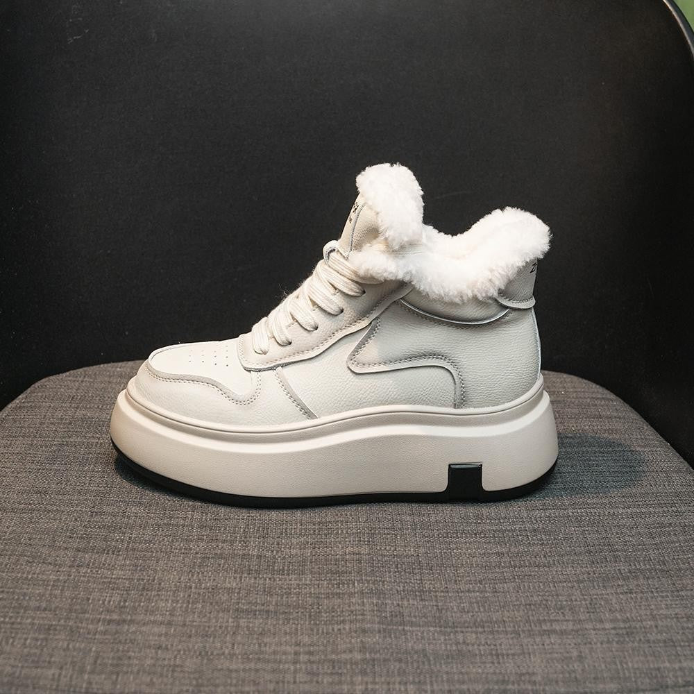 Damen High-Top Sneakers mit flauschigem Innenfutter und bequemer Plateausohle R&B