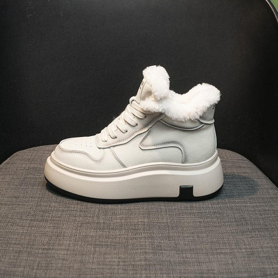 Damen High-Top Sneakers mit flauschigem Innenfutter und bequemer Plateausohle R&B