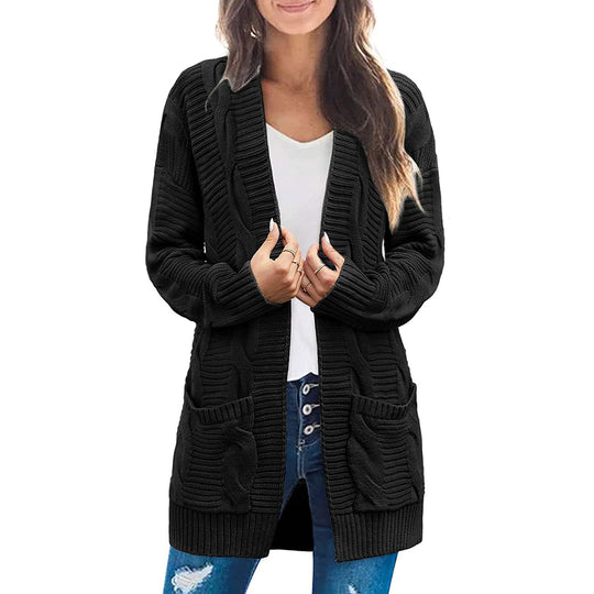 Damen Strickjacke Mit Tiefen Taschen und Strukturiertem Design R&B