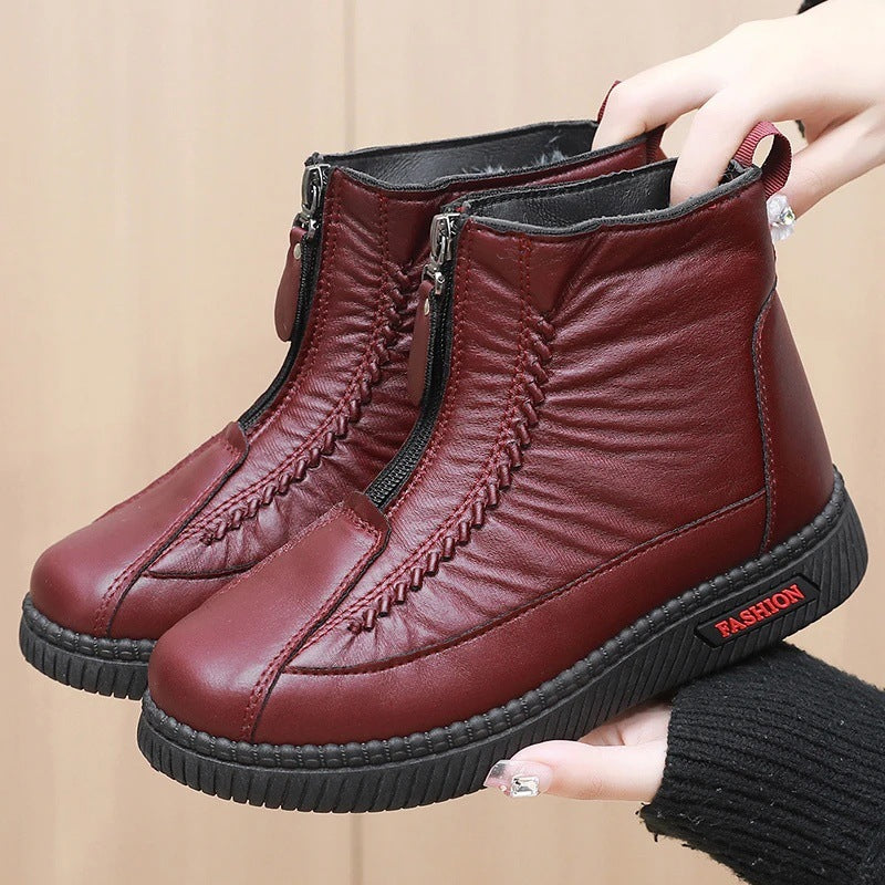 Damen Modische Stiefeletten mit doppeltem Reißverschluss und rutschfester Sohle R&B